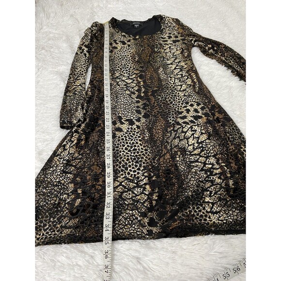Karen Kane Leopard Print Mini Dress A Line Velvet Burnout Long Sleeve Size S - Picture 7 of 15
